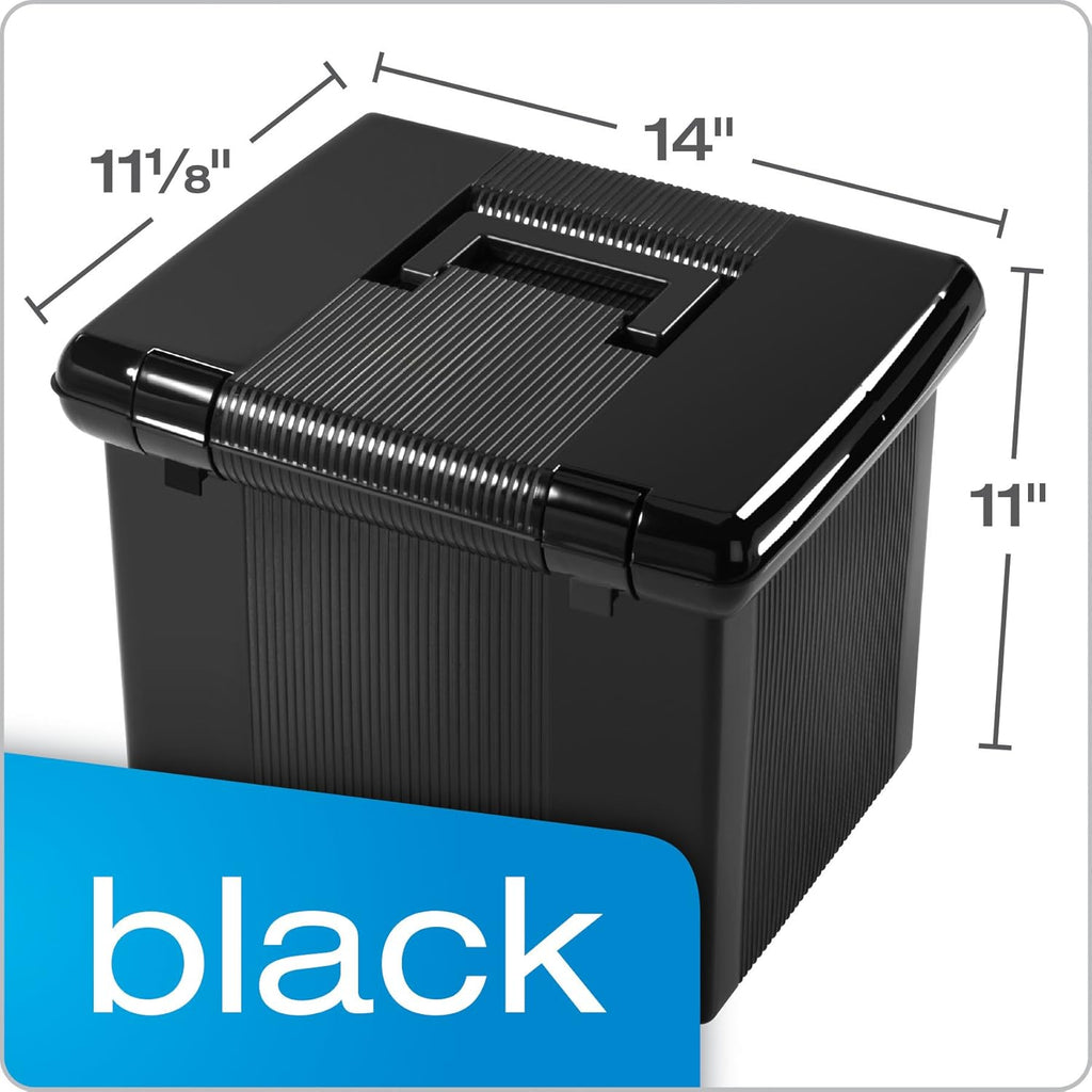 Portable File Box with File Rails, Simple Document Storage, File Bin for Home and Office, Hinged Lid with Double