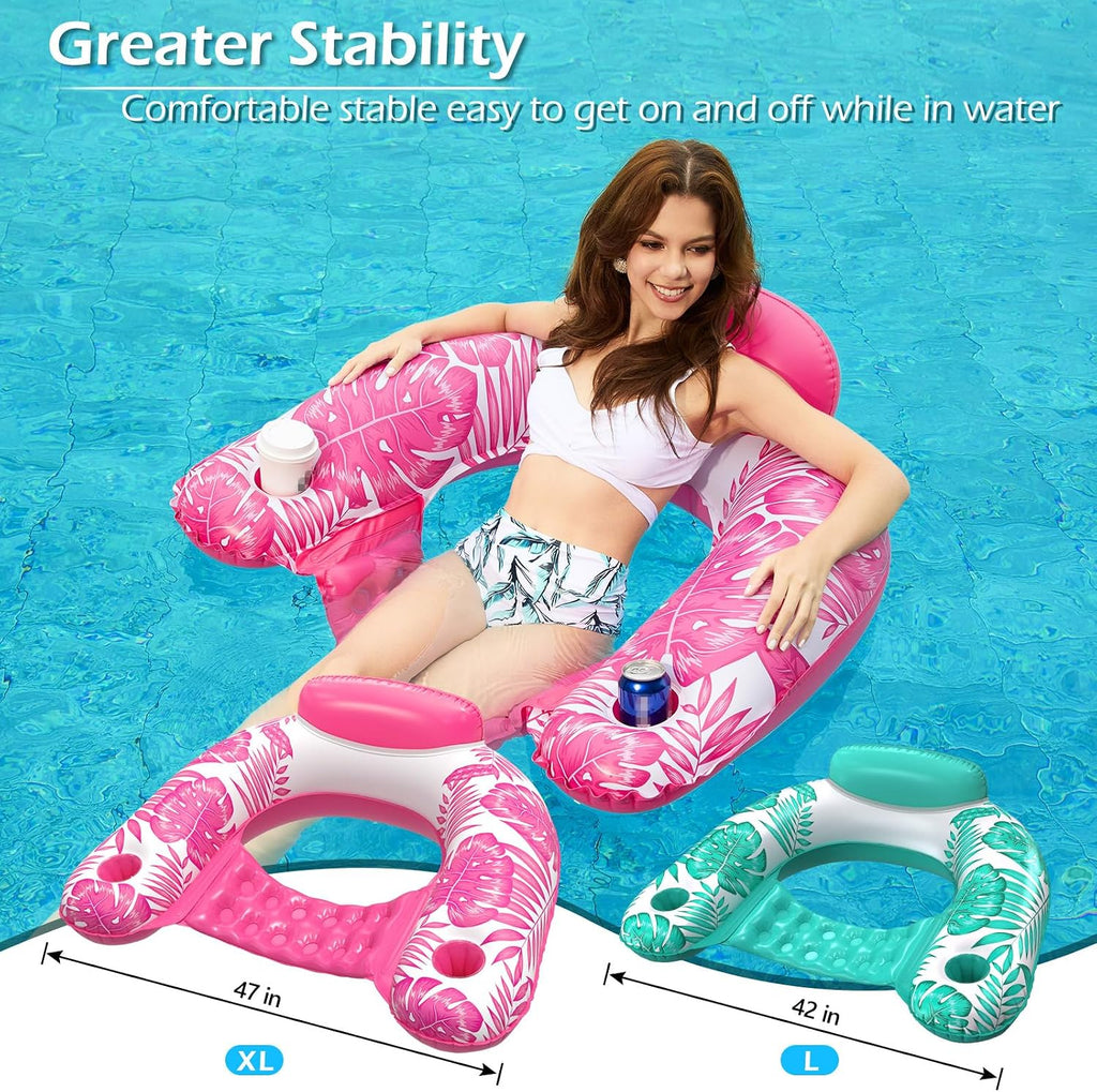 Inflatable Pool Float Chair - 2 Pack Pool Floaties Floating Pool Chair Lounge Floats for Swimming Pool Water Chair