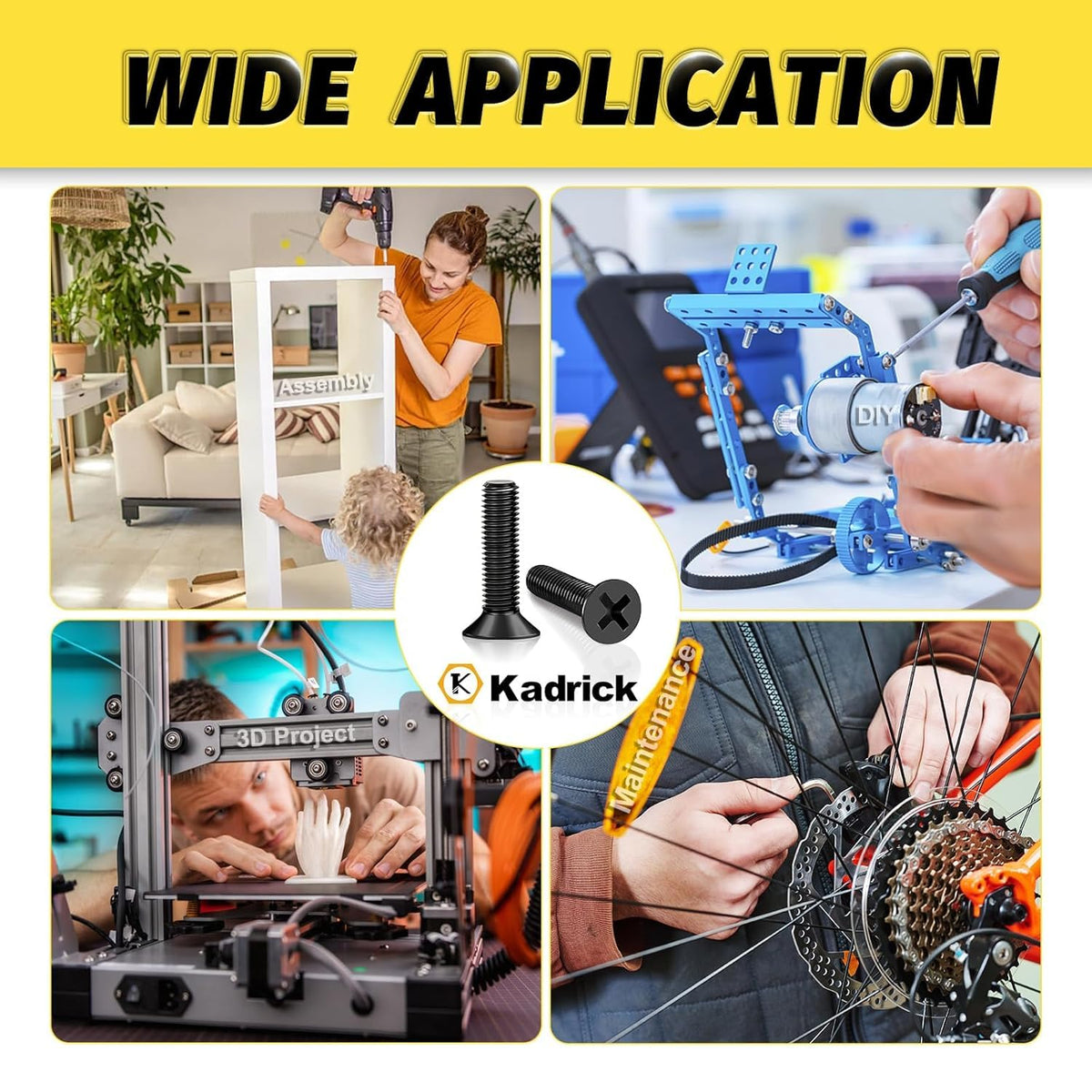 KADRICK 530PCS M3 Long Countersunk Screws Kit, M3-0.5MM Flat Head Screws