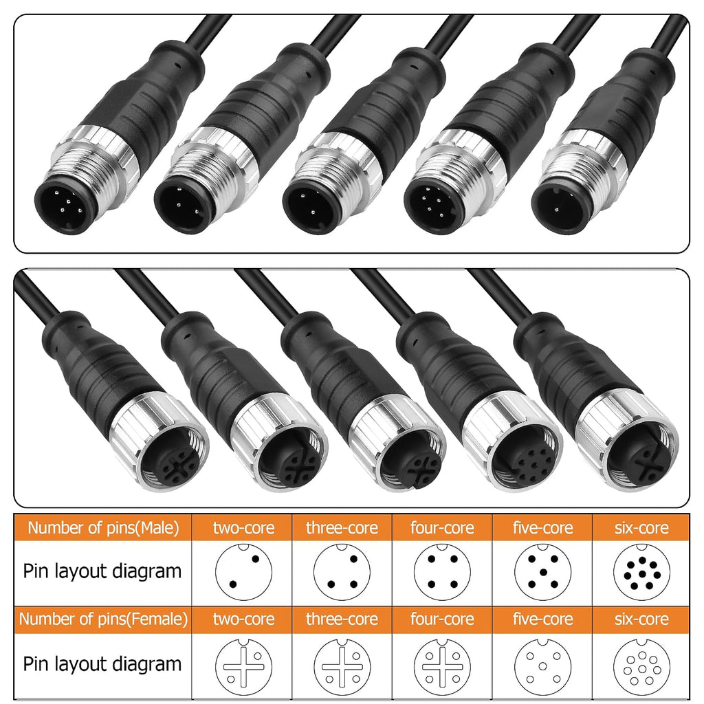 YACSEJAO M12 Connector Aviation Sensor Cable, 25CM/0.8FT, 4 Pin
