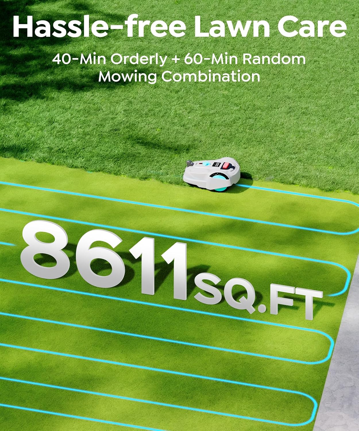 M800Plus Cordless Robot Lawn Mower with GPS + Visual Navigation, Bow-Shaped Path Mowing, APP Control, 4.0Ah Automatic