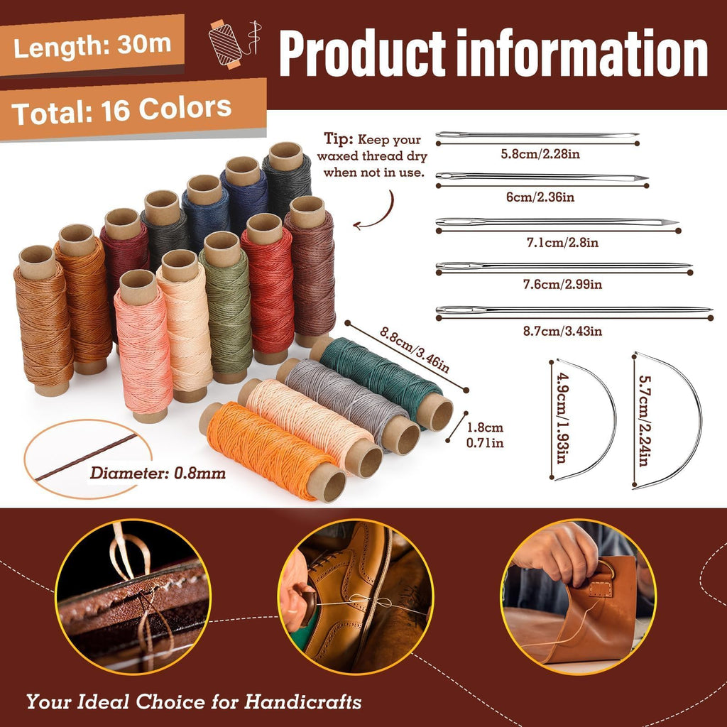 Waxed Thread 0.8mm Leather Thread for Stitching, Round Waxed Thread