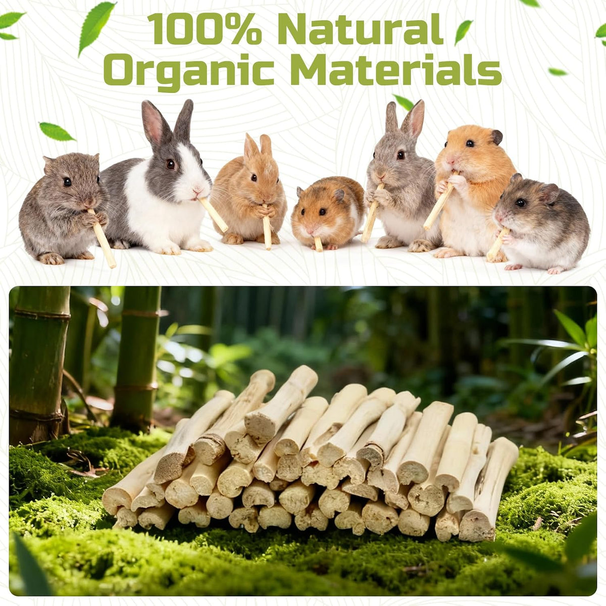 2.2Lb/1000g Natural Sweet Bamboo Chew Toys for Rabbit Chew Sticks