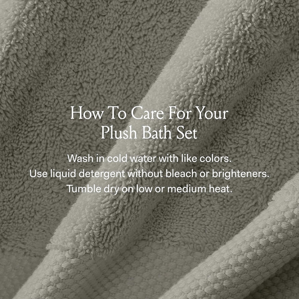 Plush Bath Sheet Set, 6 Pieces, Cream | 2 Oversized Bath Sheets, 2 Hand Towels & 2 Washcloths - 100% Organic Cotton
