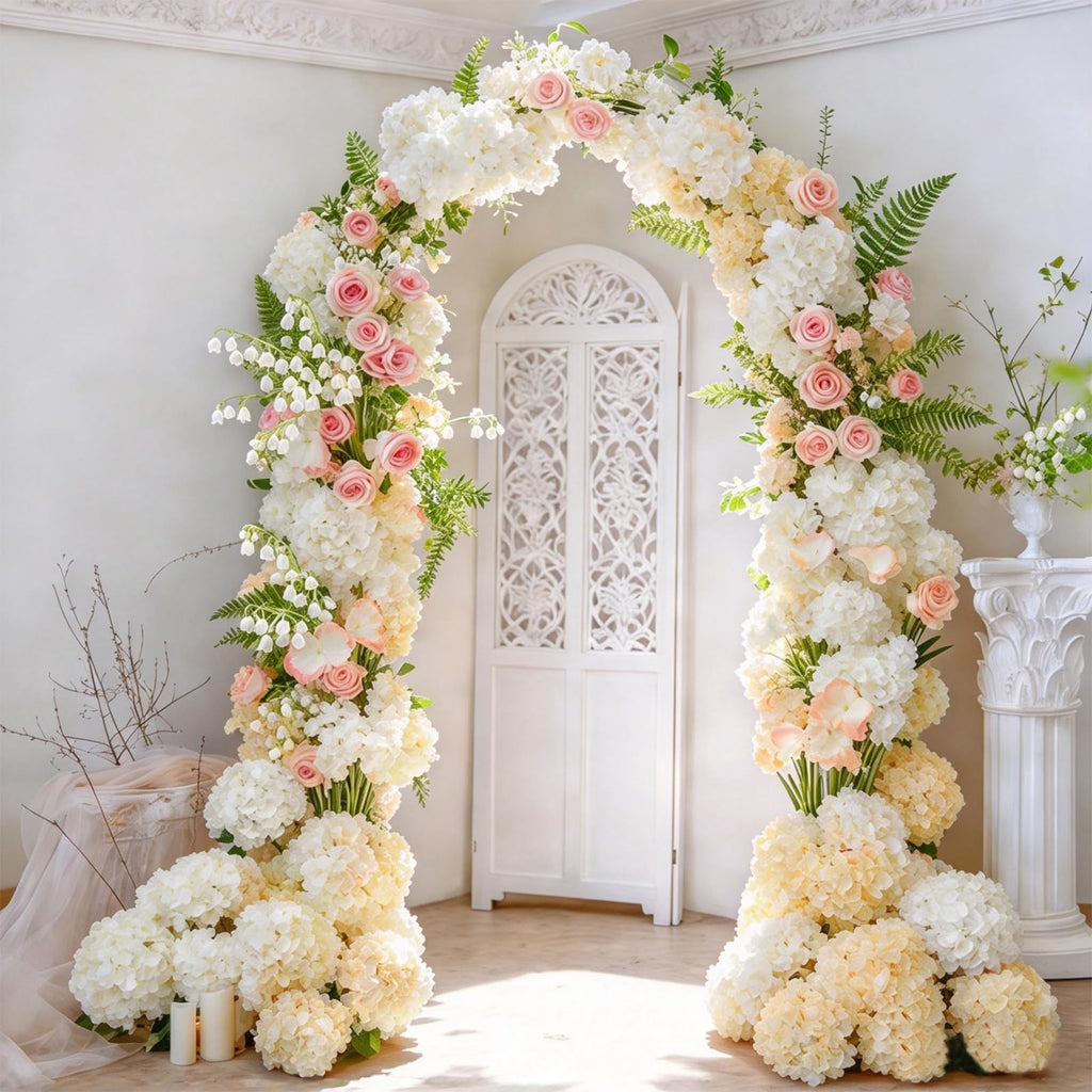 65Pcs WhiteChampagne Hydrangea Artificial Flowers Bulk