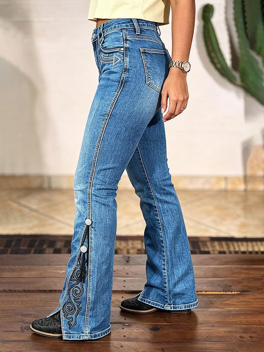 Mid Waist Bootcut Jeans for Women