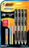 Break Resistant Mechanical Pencils with Erasers, 4-Count Pack | No. 2 Medium Point (0.7mm), Ideal for School or