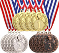 12 Pcs Gold Silver Bronze Medals for Awards, 1st 2nd 3rd Place Award Medal, Torch Metal Medals with Neck Ribbons for