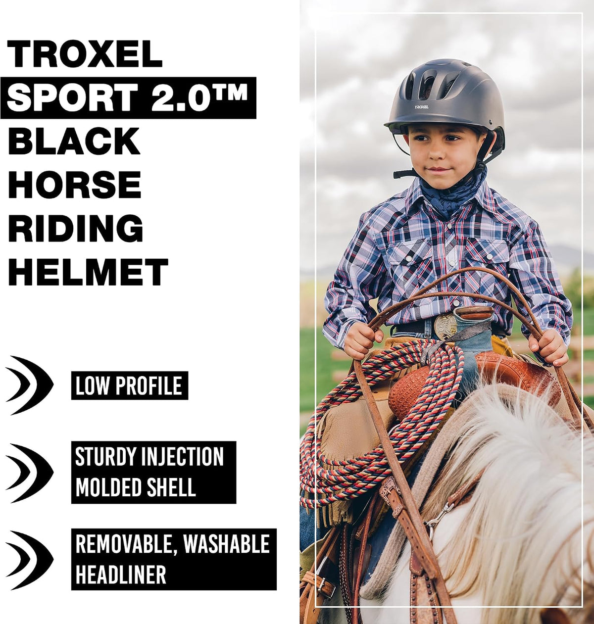 Sport 2.0 Injection Molded Horse Riding Helmet, Lightweight Adjustable Design, Safety Horseback Riding Gear