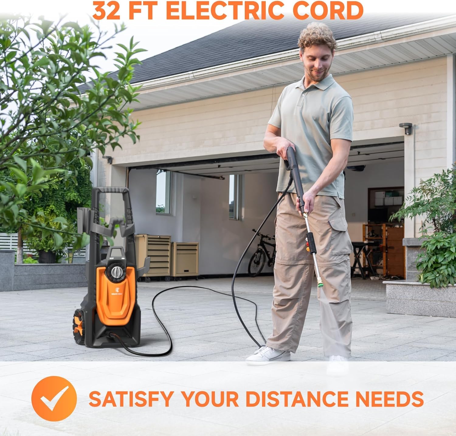 Electric Pressure Washer, 2400 PSI 2.3 GPM with 4 Quick-Connect Nozzles, 20FT Hose & Foam Cannon, Powerful Washer for