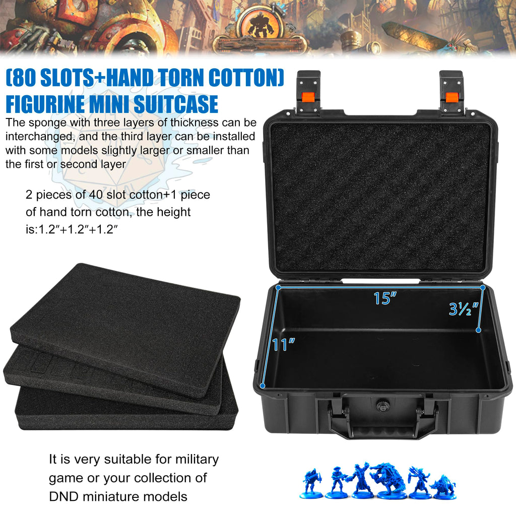 Miniature Storage Figure Hard Shell Case, 80-108 Slots RPG Minis Carry