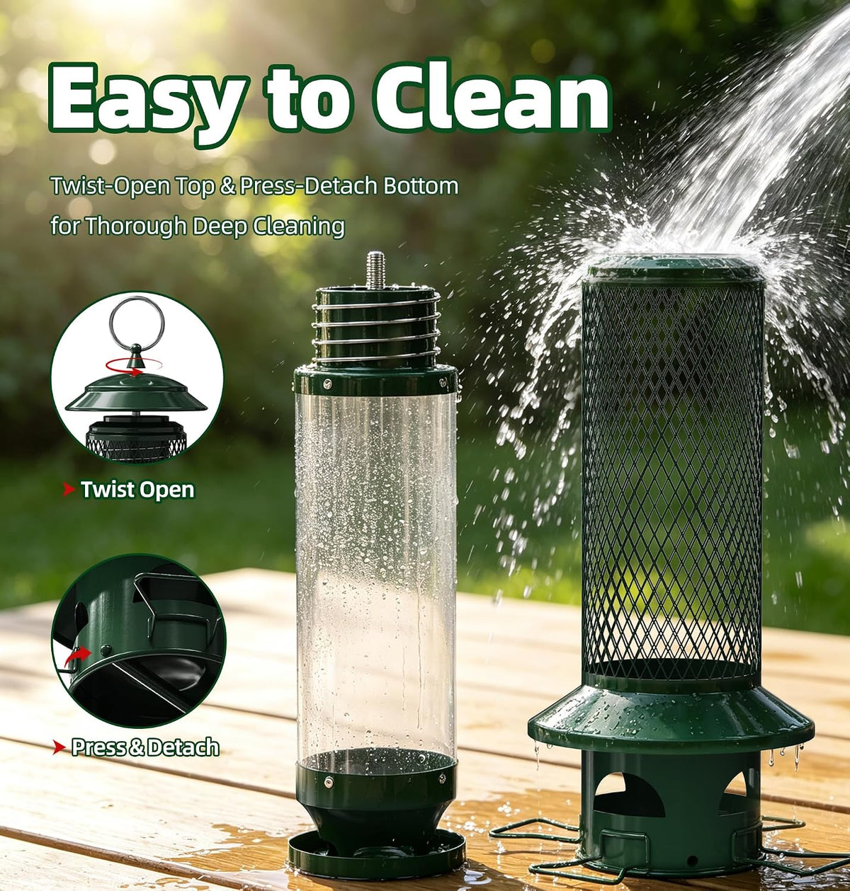 Squirrel Proof Bird Feeders for Outdoors Hanging, Chew Proof Bird feeders