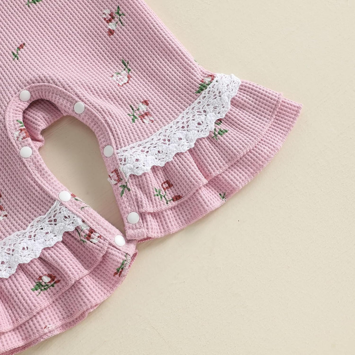 Baby Girl Newborn Clothes Floral Romper Lace Flared Jumpsuit