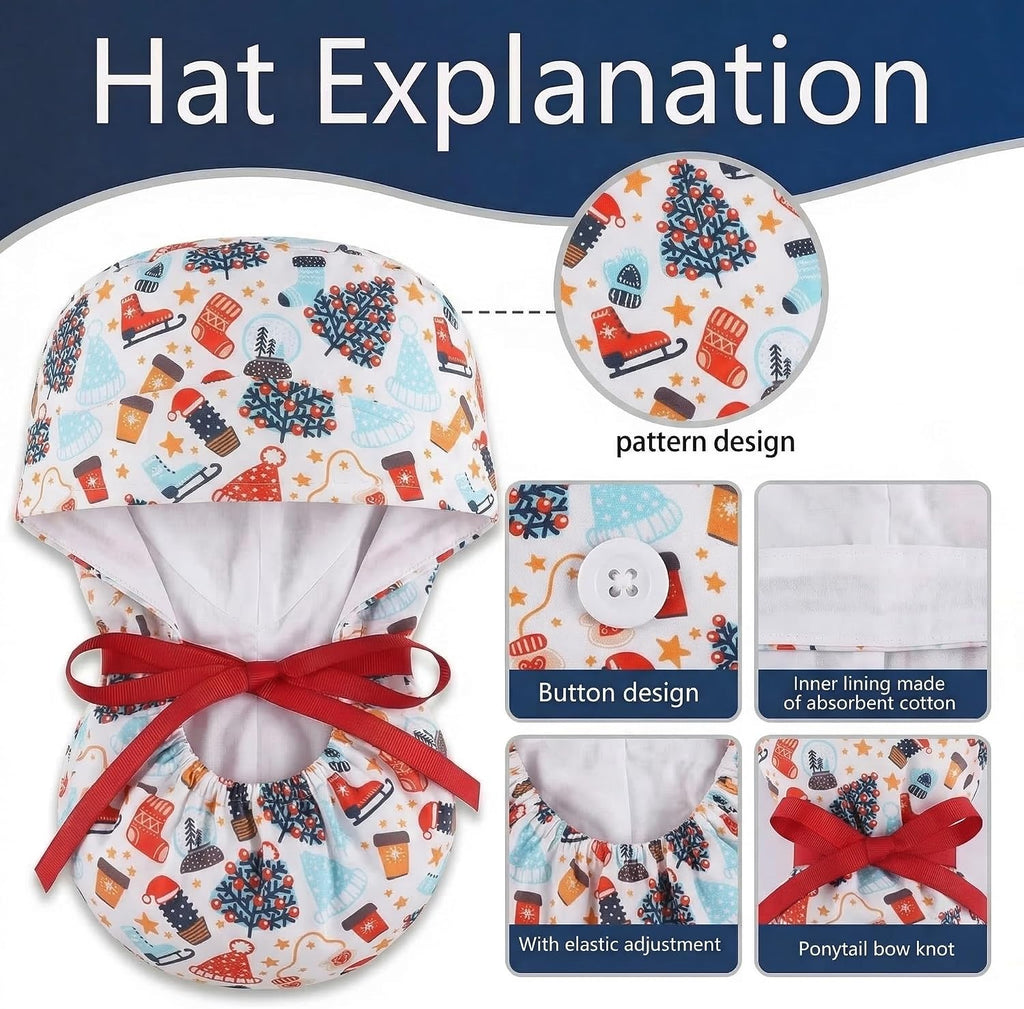 Scrub Caps for Women Nursing Hats with Buttons Adjustable Scrub Hats for Dentist Hats with Sweatband Adjustable