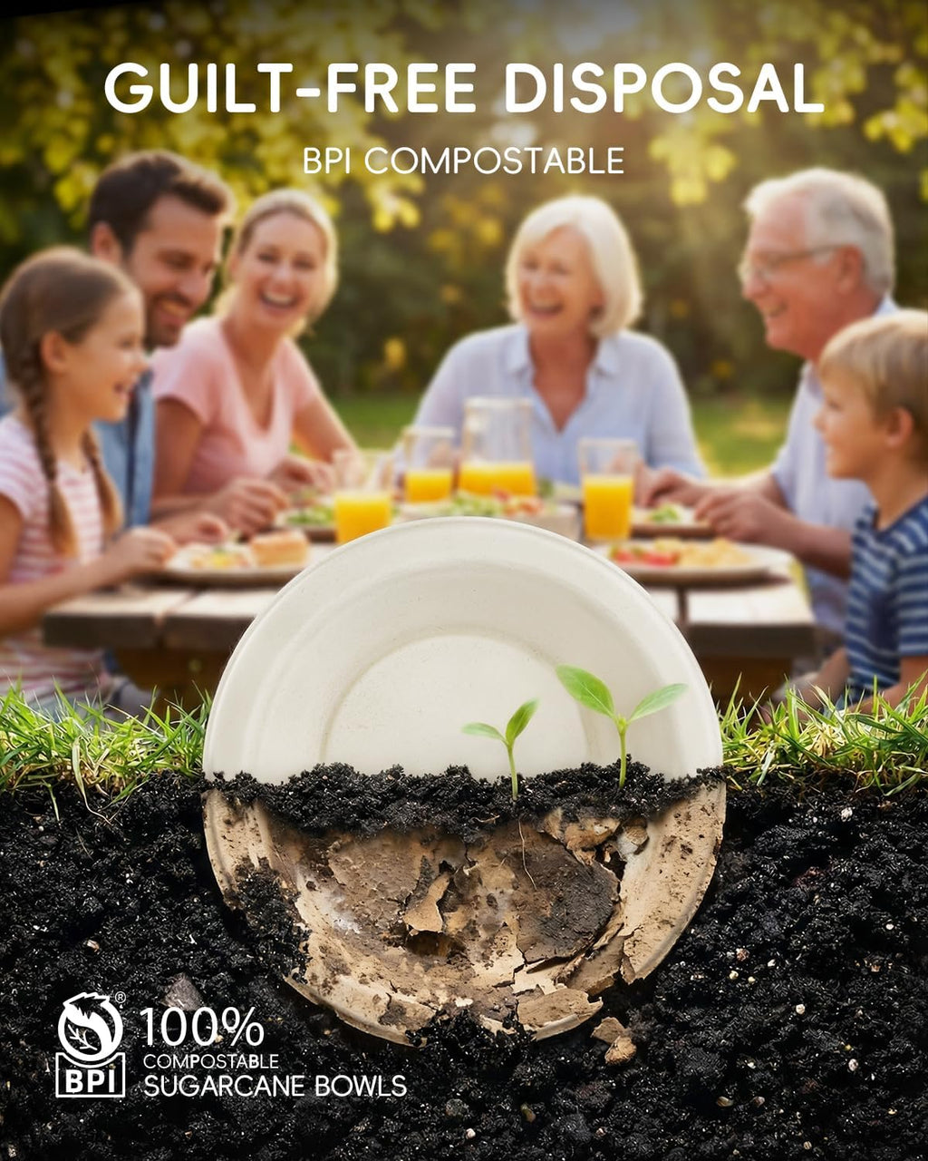 500 Pack Natural Brown 12 oz Compostable Sugarcane Soup Bowls