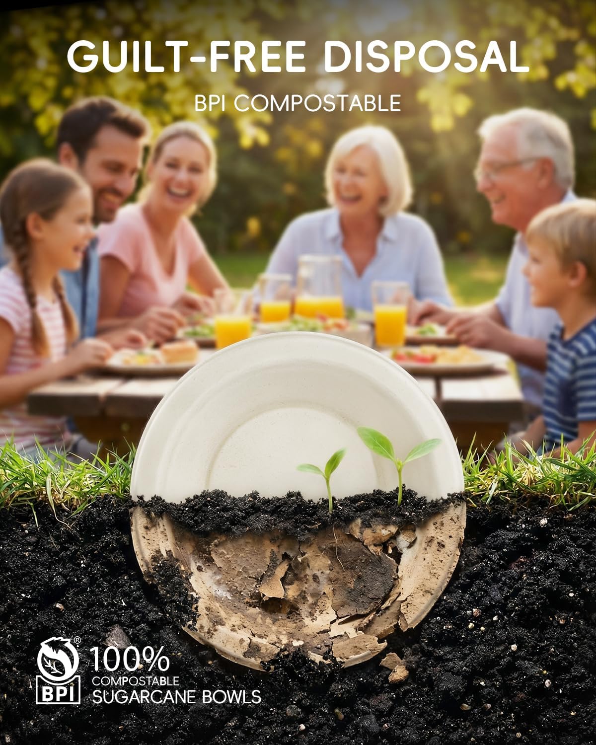 500 Pack Natural Brown 12 oz Compostable Sugarcane Soup Bowls