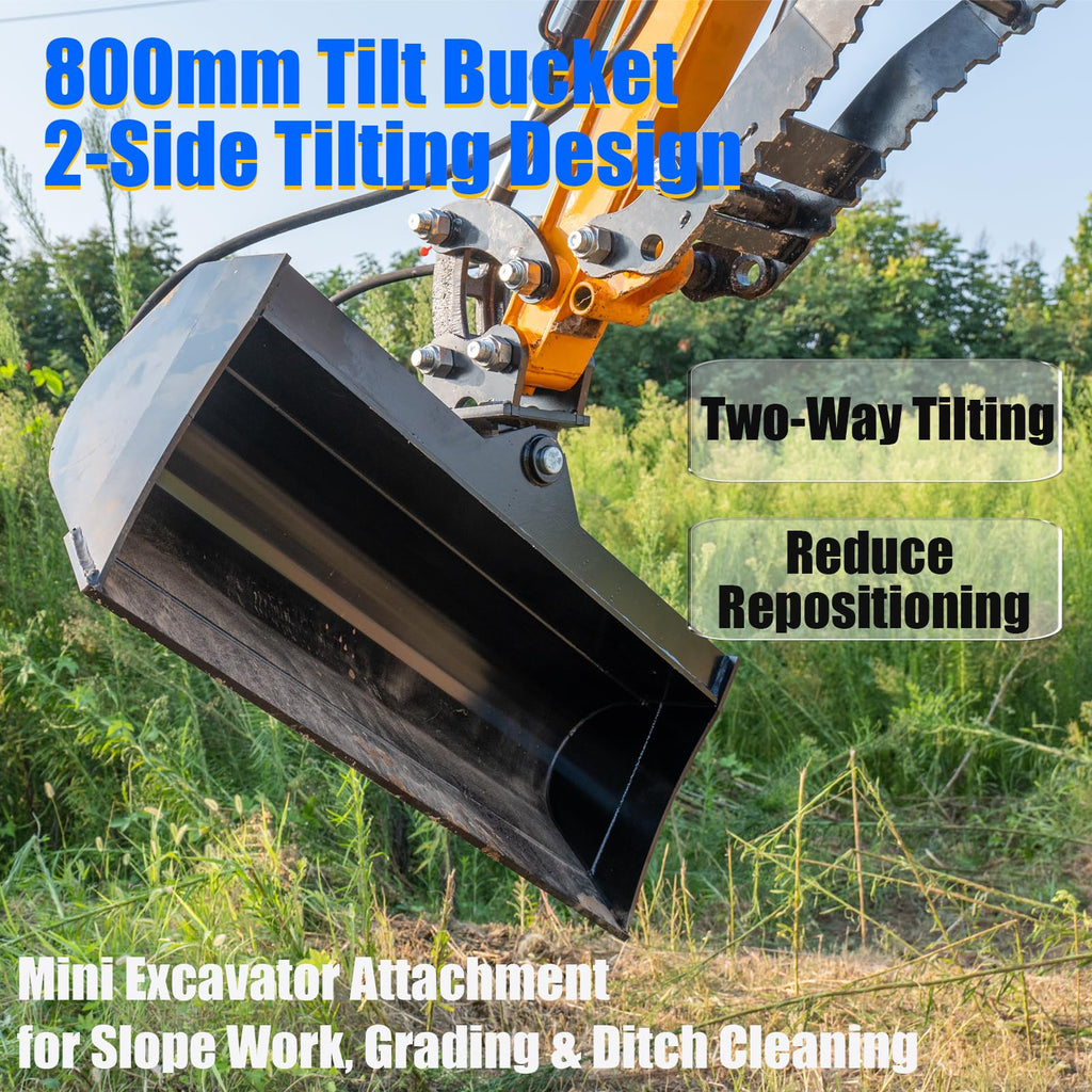 31.5"/800mm Hydralic Tilting Bucket Attachment for 1-2 Ton Mini Excavator