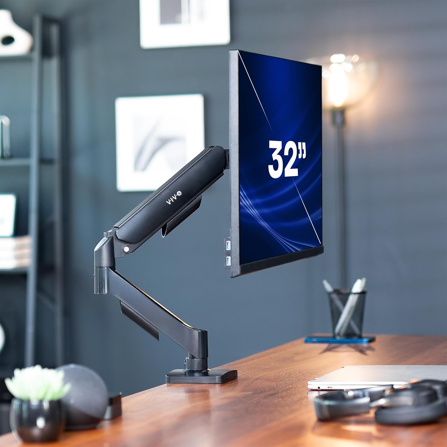 Single Monitor Stand, Fully Adjustable Arm for 17 to 32 inch Screen, Mechanical Articulating Desk Mount, Gaming and