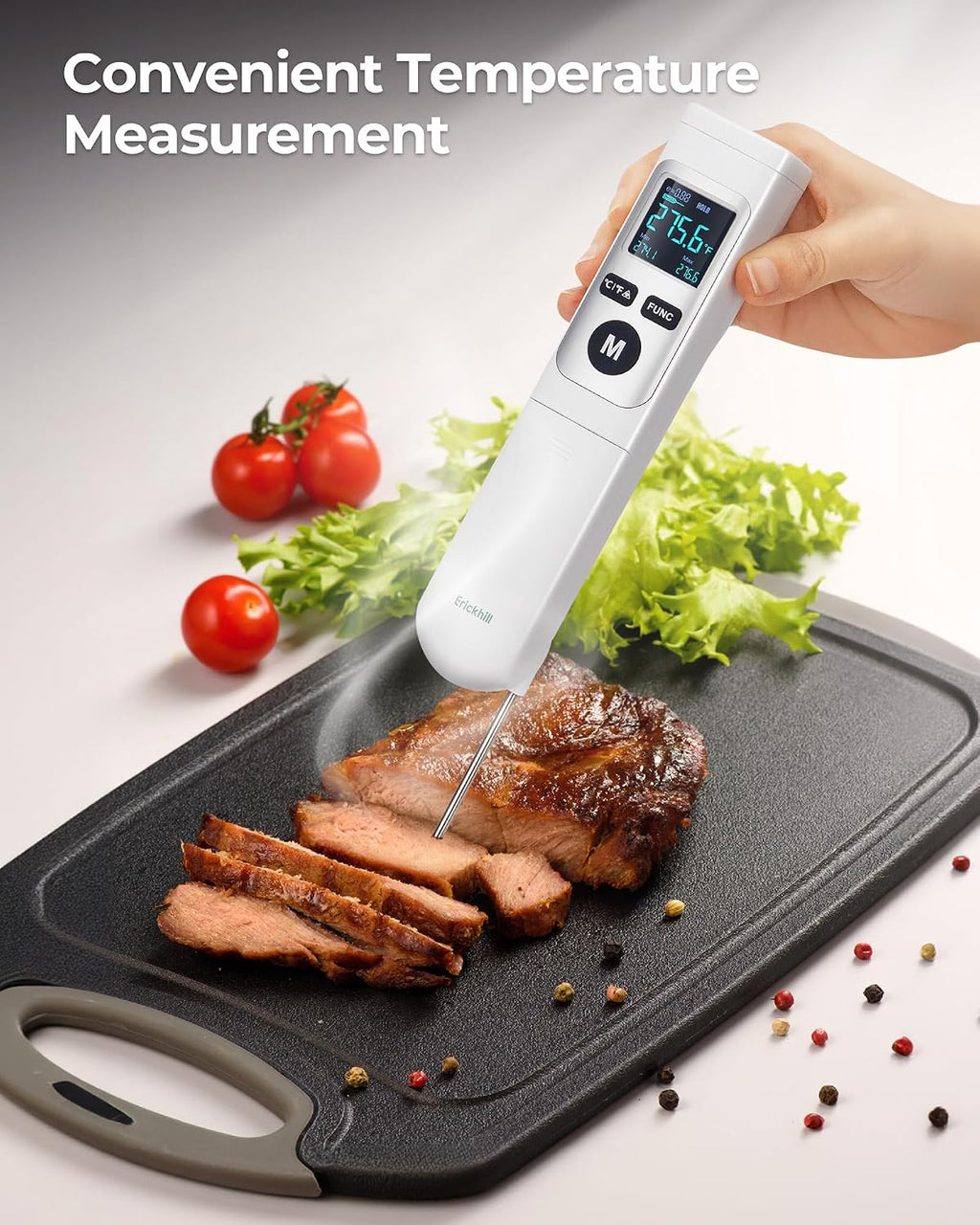 Infrared Thermometer Gun with Meat Probe, 2-in-1 Temperature Gun with Laser for Cooking, Thermometer Gun for Grill