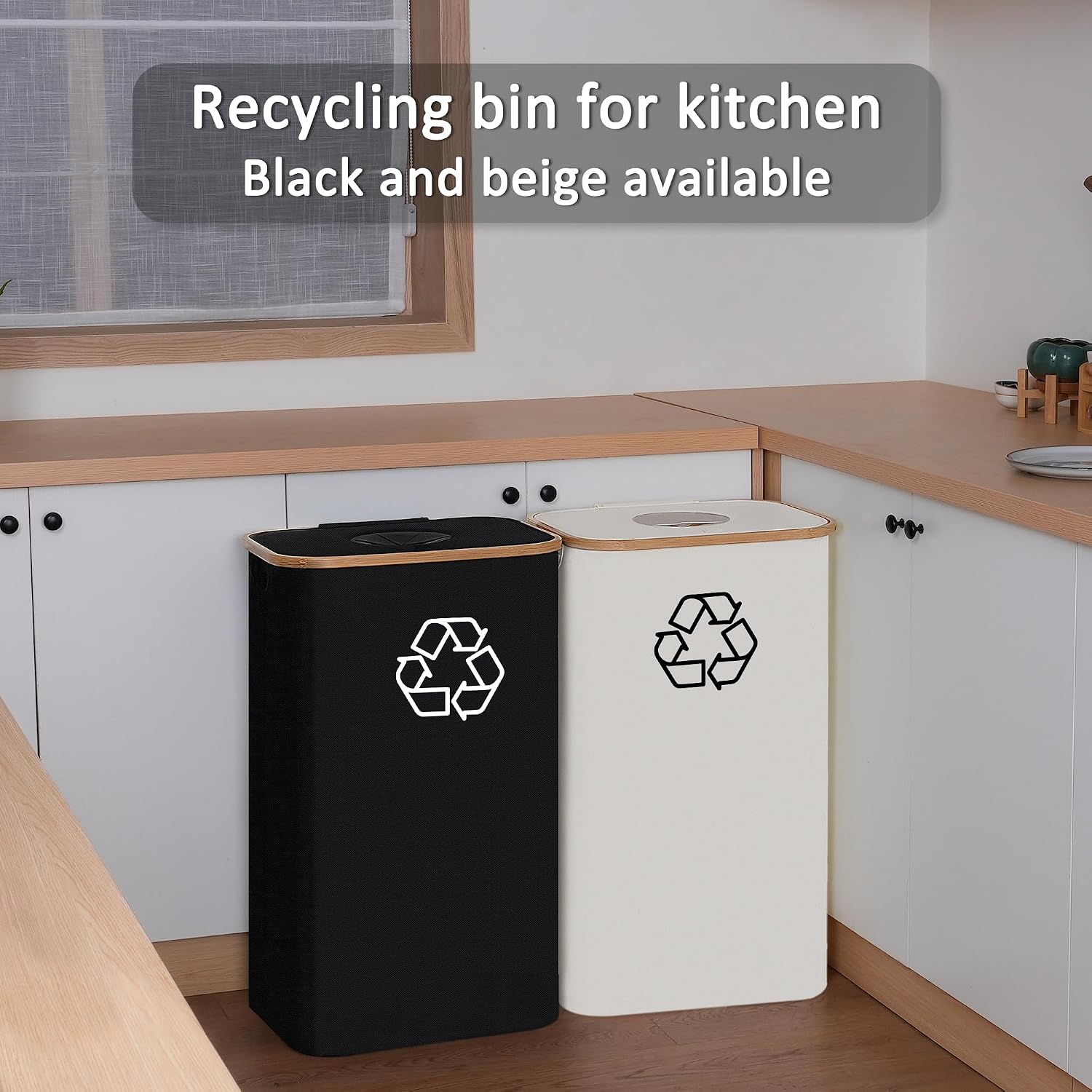 29 Gallons Recycling Bins for Kitchen, Indoor Recycle Bins with Lid, 110L Large Recycle bin with 2 Removeable