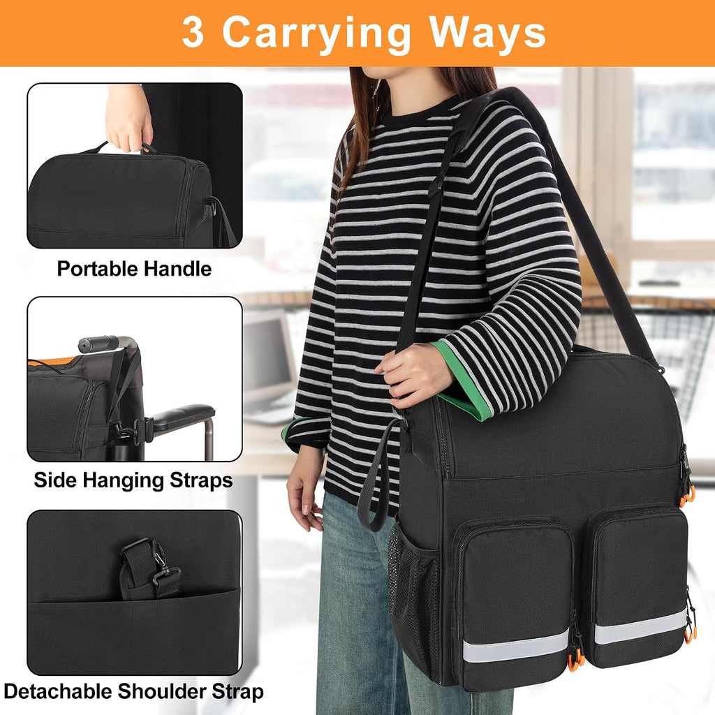 Large Wheelchair Bag to Hang on Back, Wheelchair Accessories Backpack for Adult & Senior, Wheelchair Pouch with
