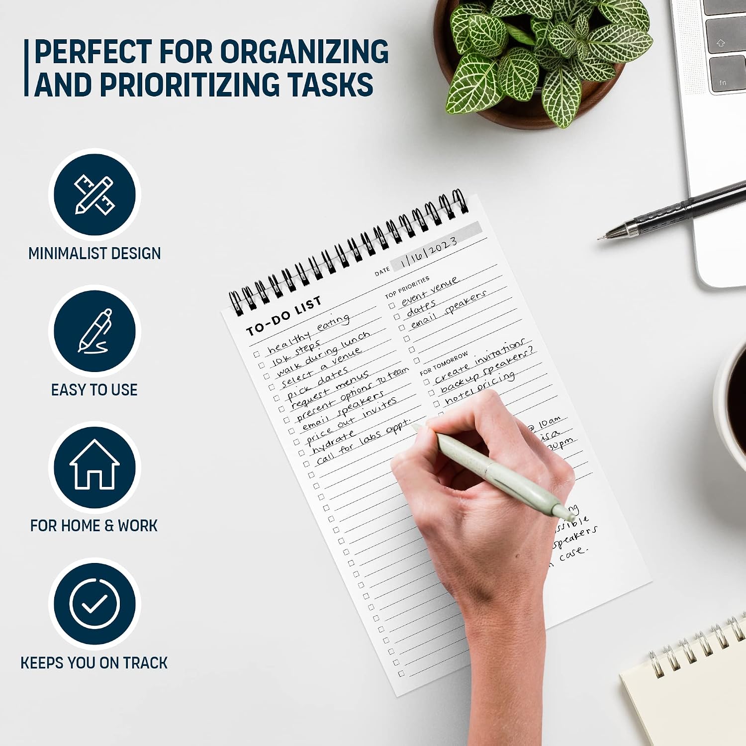 To Do List Notepad: With Multiple Functional Sections - 6.5 x 9.8" 60 Sheets - Spiral Daily Planner Notebook - Task