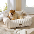 ComfyFleece Cute Dog Bed for Small Medium Dogs - Washable Furry Puppy Beds, Rectangle Orthopedic Corduroy Fleece Pet