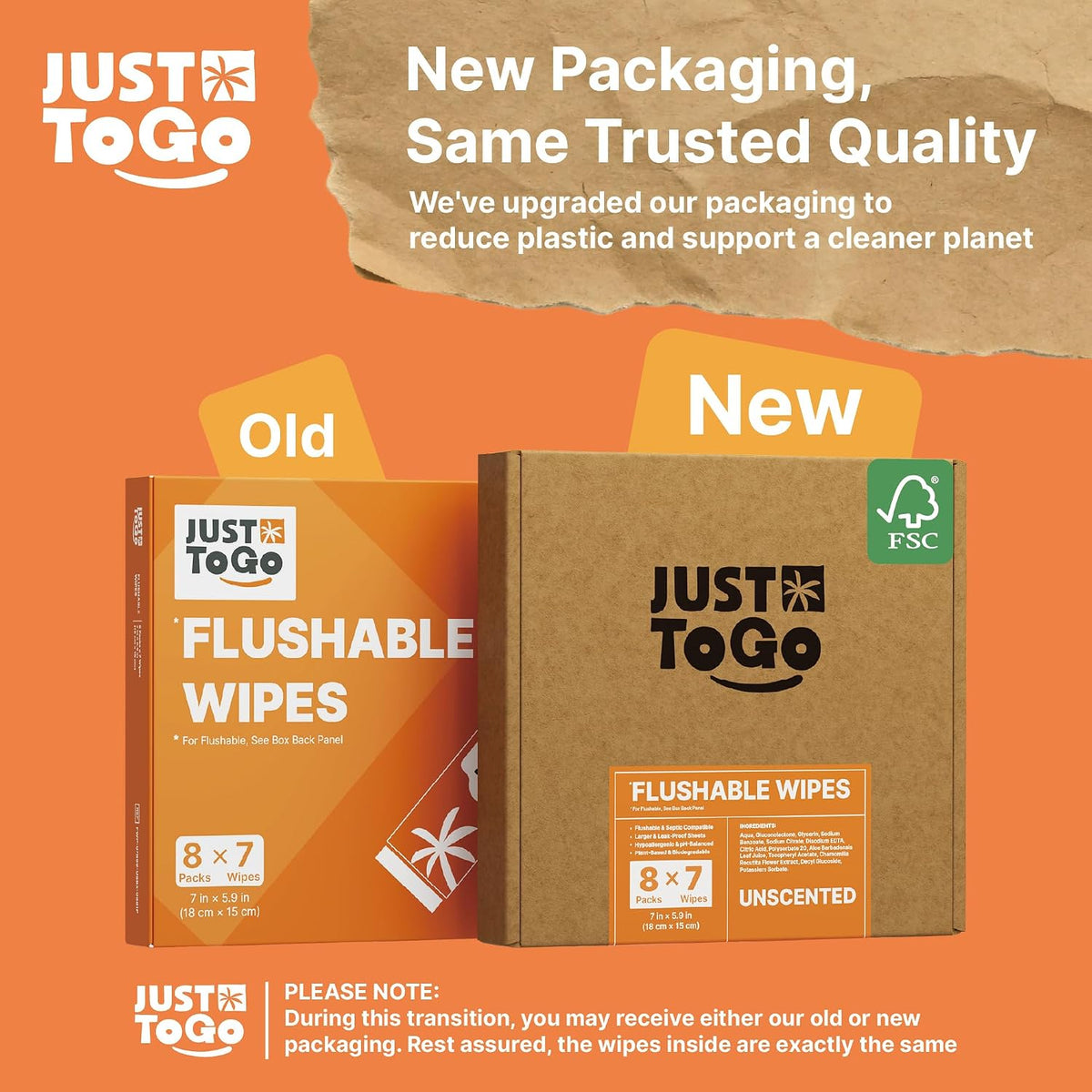 Flushable Wipes Travel Size, Pocket Packs, Unscented, 56 Ct