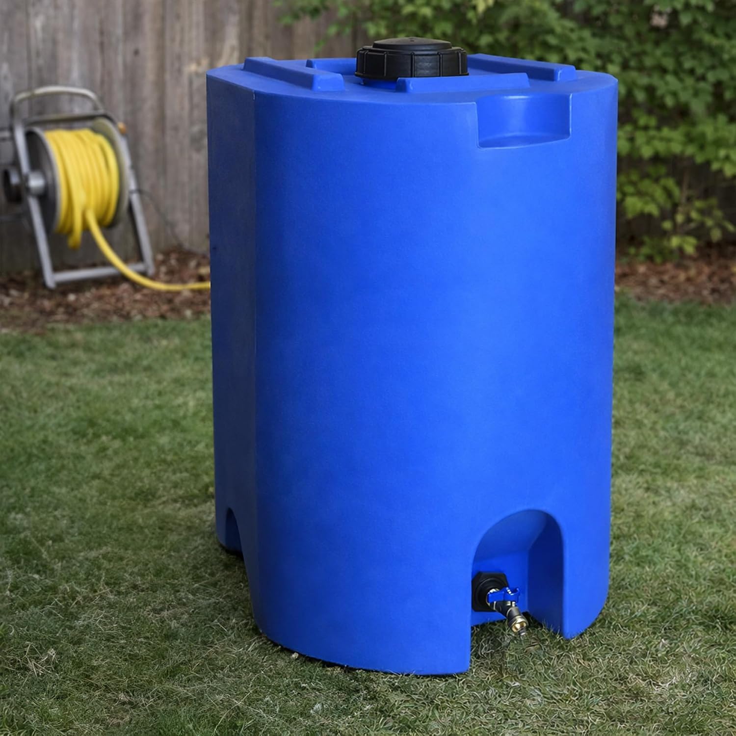 55 Gallon Unique Stackable Utility Water Tank, Blue | Emergency Water Storage Tank with Large Cap and Spigot for Easy