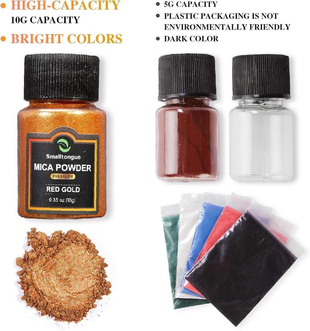 Mica Powder, 36 Colors (10g), Pigment for Epoxy Resin, Soap, Bath Bomb | Complies with ASTM D-4236| For Lip Gloss