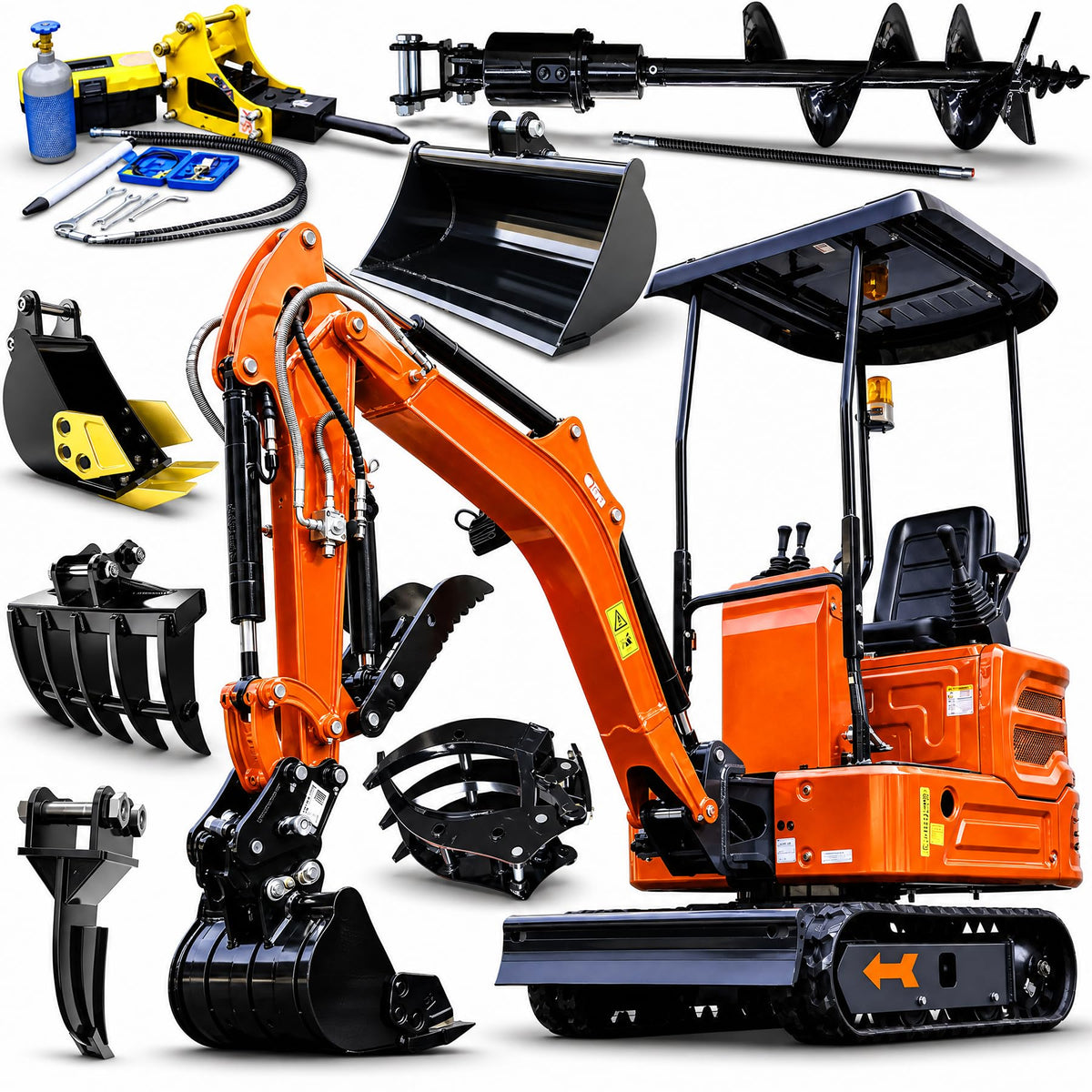 3100lbs Compact Mini Excavator with B&S Gas Engine & Side Swing
