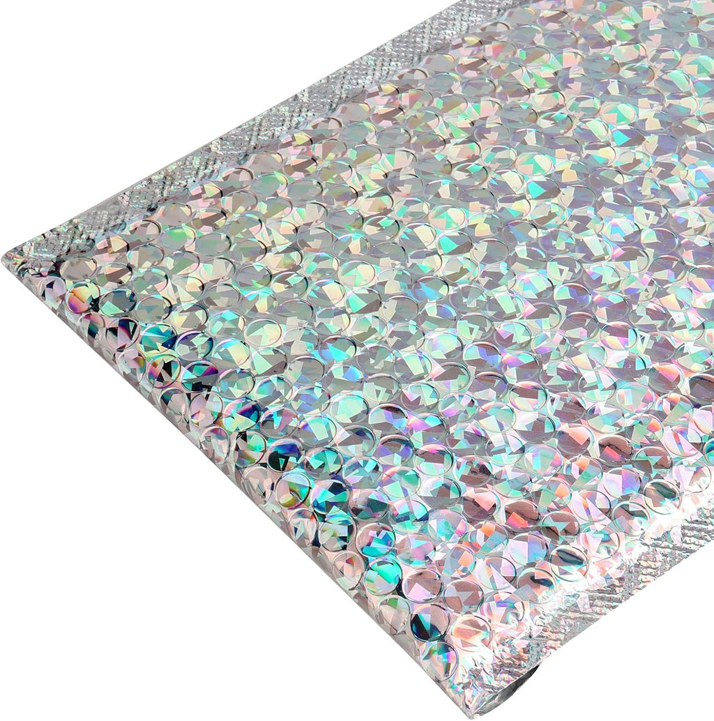 50 Pieces 6 x 10 Inch Holographic Bubble Mailers, Silver Metallic Padded Bubble Mailers, Glamour Self Sealing Cushion