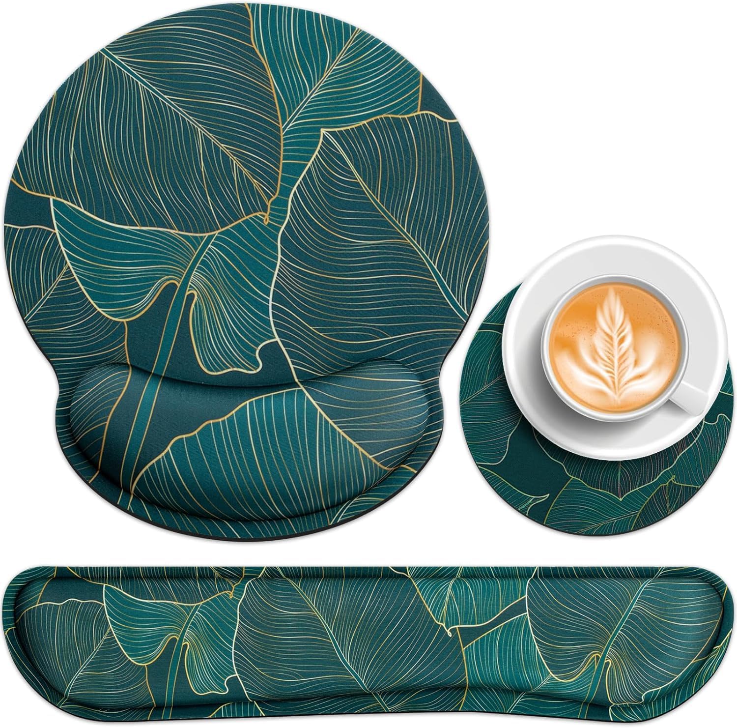 Mouse Pad with Wrist Rest Set, 3-in-1 Wrist Support Mousepad | Gaming Mat Pad with Anti-Skid Base,Ergonomic Mouse Pad