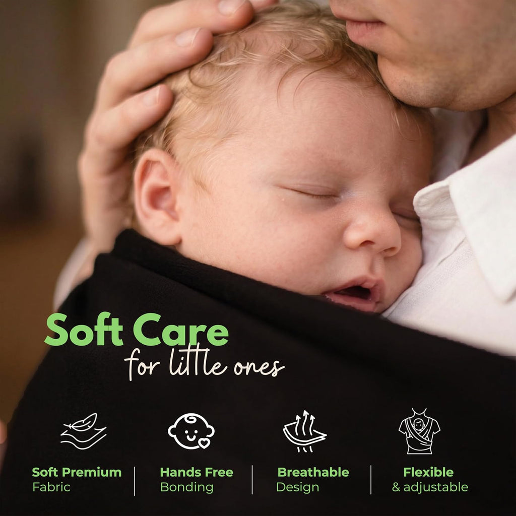 Black Baby Wrap Carrier - Lightweight, Breathable Baby Sling, Hands Free Baby Carrier Sling, Baby Carriers from