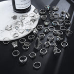 Vintage Silver Knuckle Rings Set for Women Men, Chunky Rings Aesthetic Snake Grunge Stackable Gothic Ring Adjustable