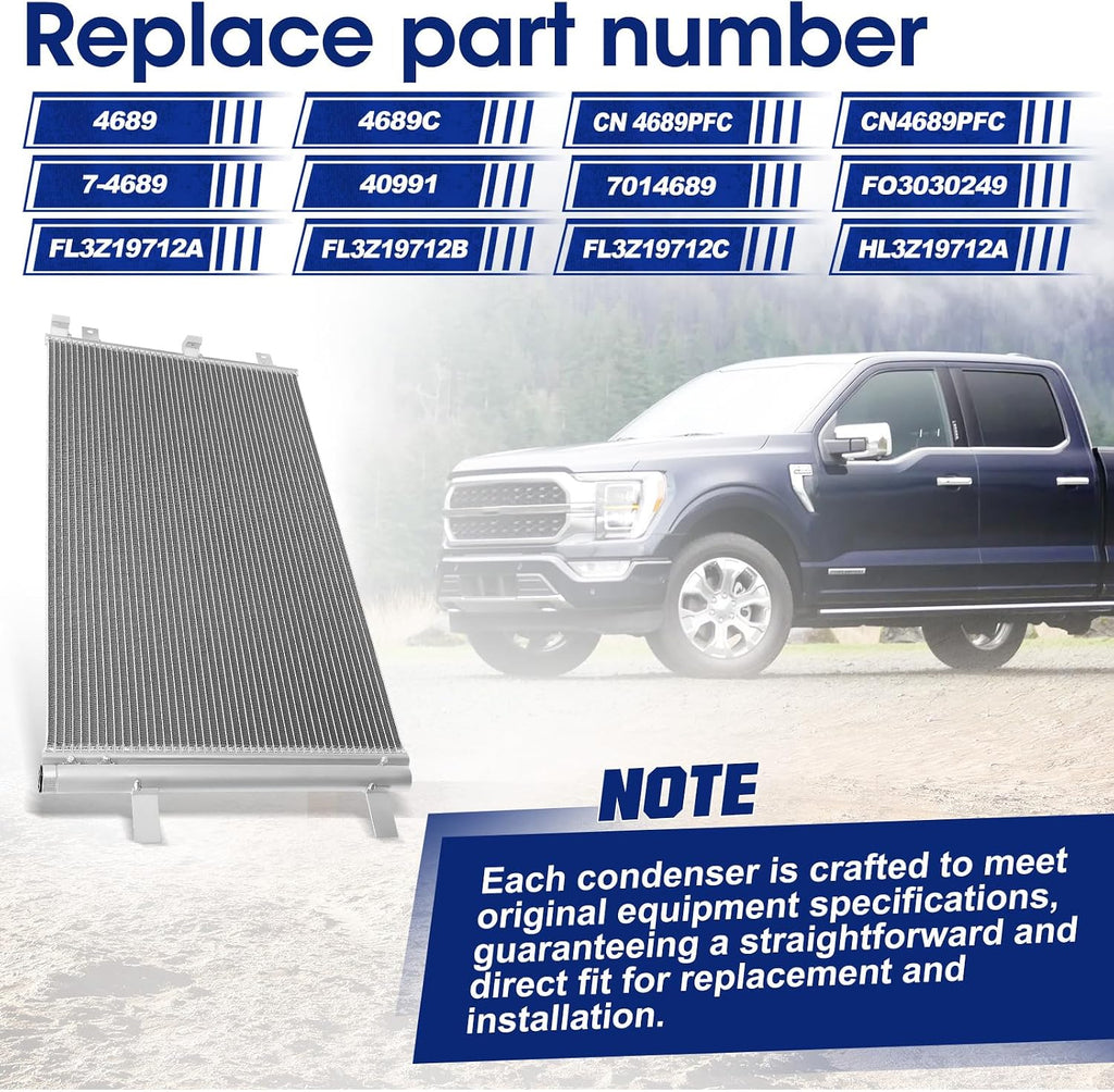 Air Conditioning A/C Condenser Compatible with Ford F-150 Expedition/Lincoln Navigator # 4689, 7014689, FO3030249, FL3Z19712A, FL3Z19712B, FL3Z19712C, HL3Z19712A