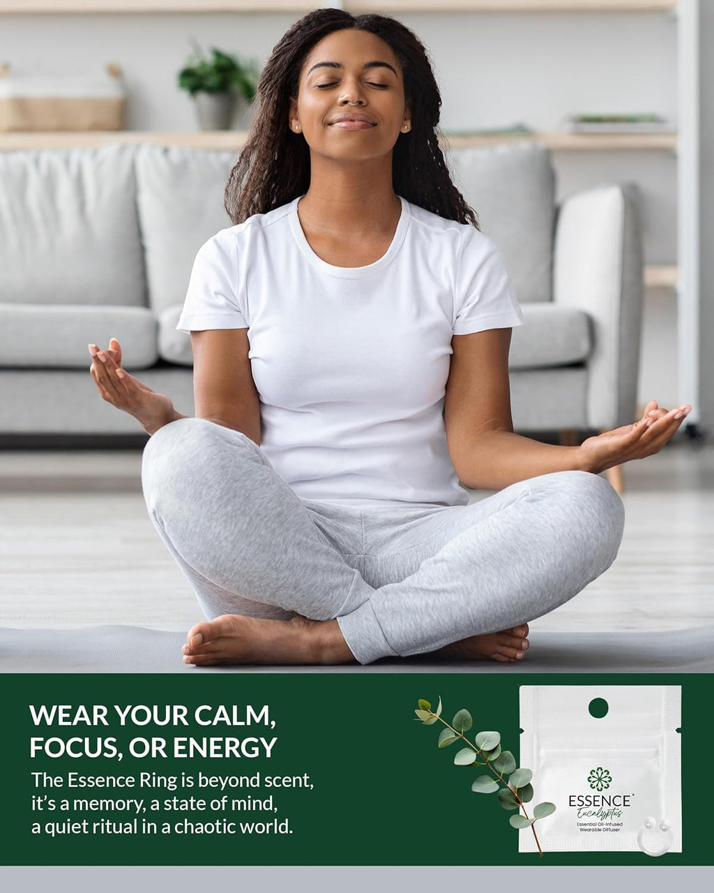 Essence Wearable Aromatherapy Nasal Diffuser – Eucalyptus Essential Oil | Nose Ring Silicone Inhaler for Stress &