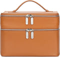 Double Layer Makeup Vanity Case, Large Capacity Cosmetic Bag with Removable Divider & Brush Organizer, Travel