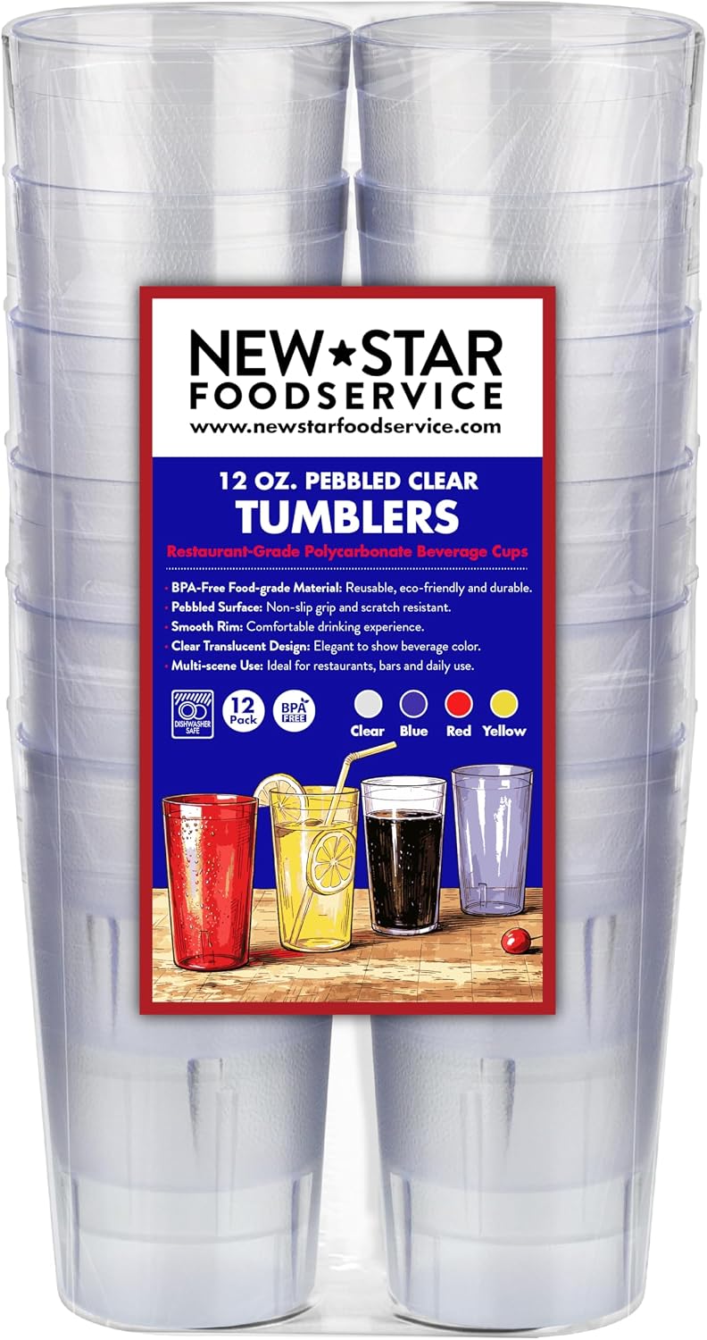 Restaurant-Grade Beverage Tumblers (Clear (Set of 12), 12 oz)
