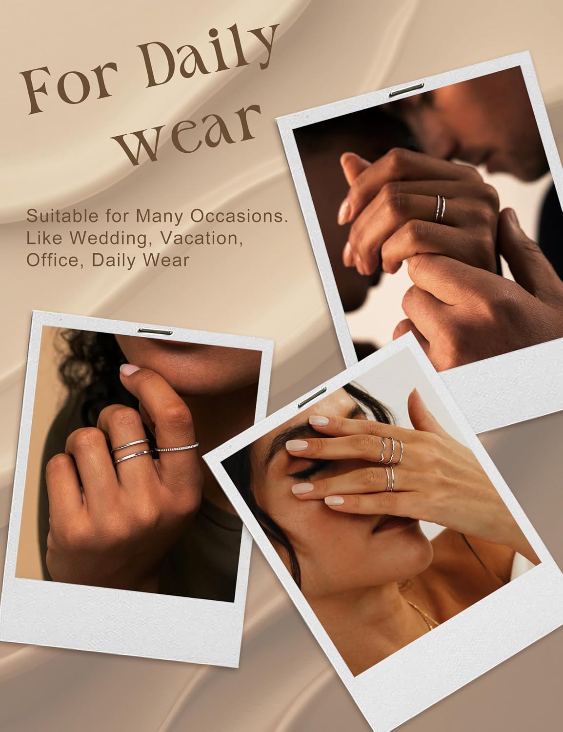 8Pcs 1mm Stainless Steel Rings for Women Men Fashion Plain Band Knuckle Stacking Midi Thumb Dainty Thin Rings Set