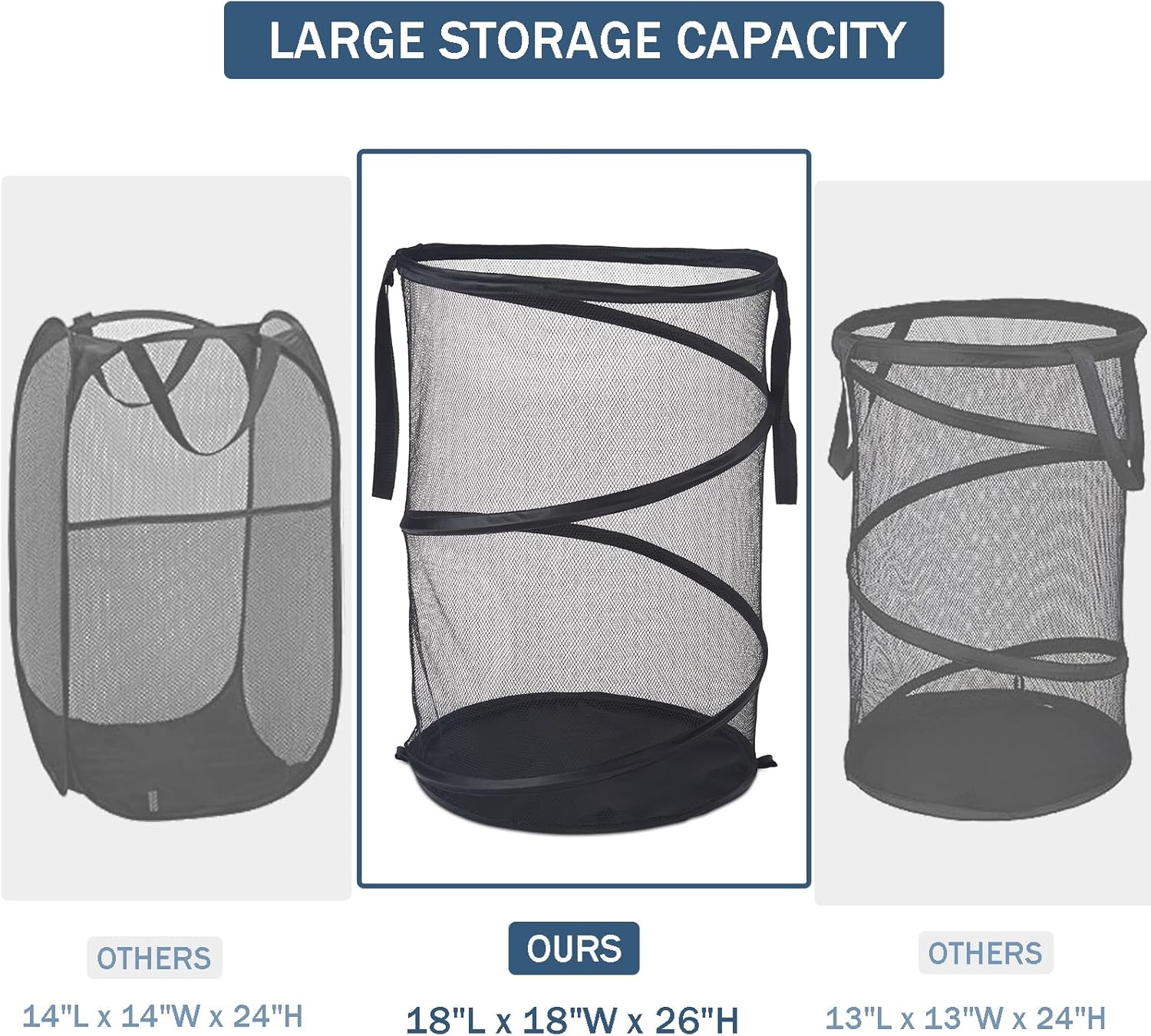 Mesh Popup Laundry Hamper 115L Foldable Laundry Basket Extra Large Capacity Collapsible Clothing Storage Basket with