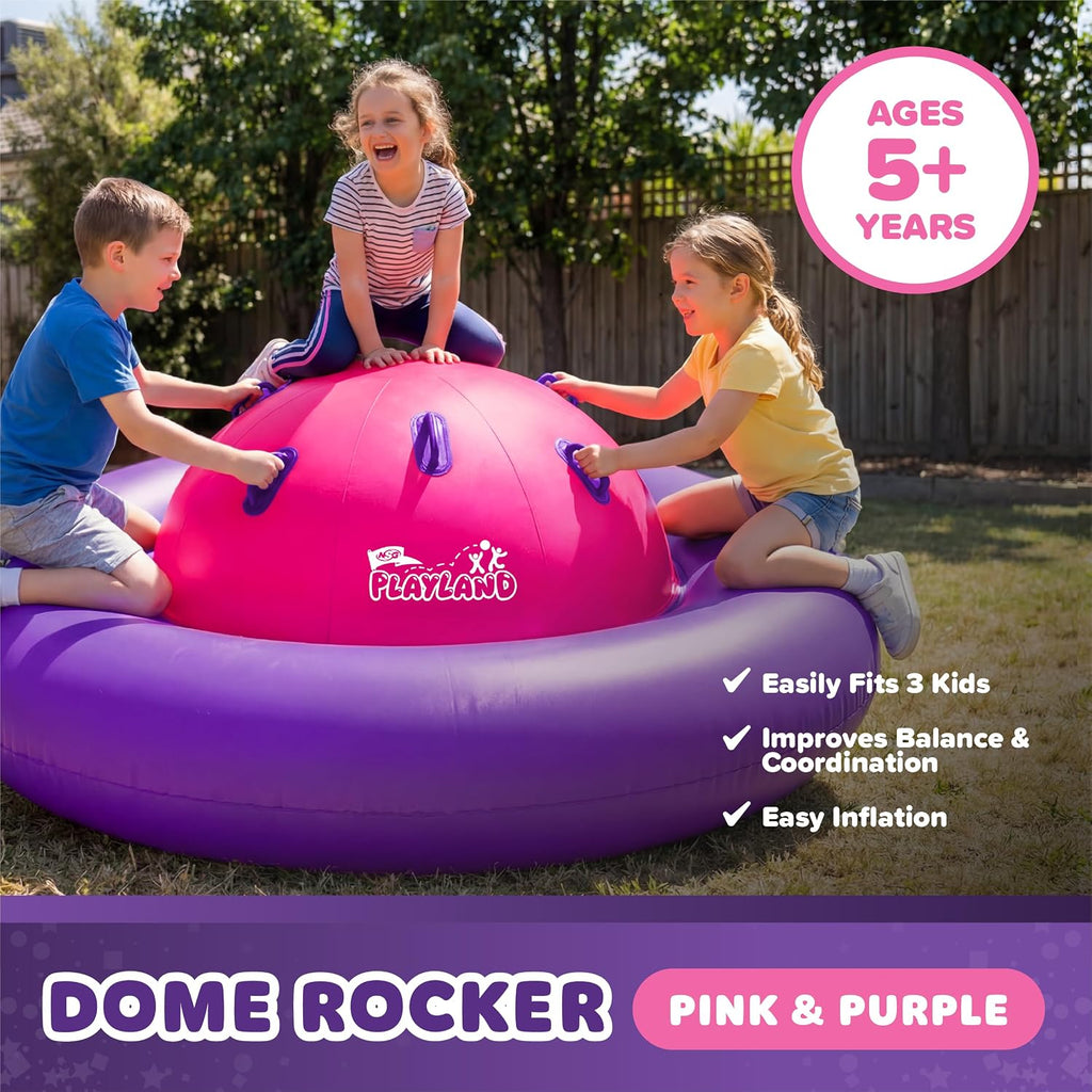 Playland Inflatable Dome Rocker for Kids Ages 5+ | Large 89” Balance Dome Rocker Bouncer with 8 Handles | Fits 3