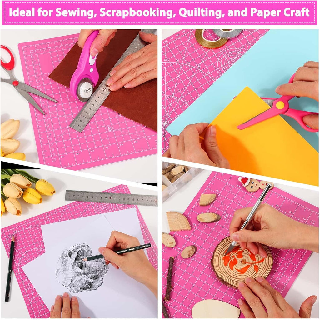 Rotary Cutter and Mat Set, Audab Self Healing Sewing Mats Shirt Cutter 45mm Fabric Cutter Wheel with 2 Blades Rotary