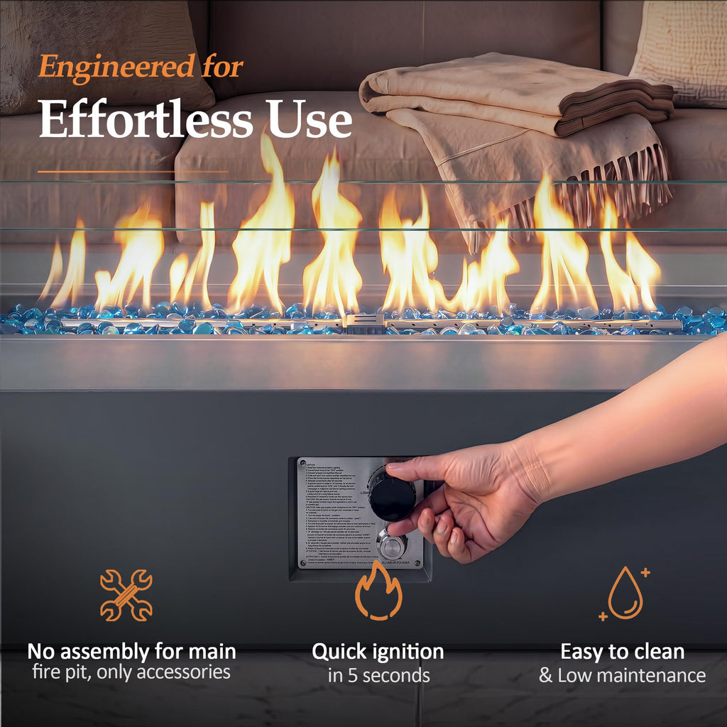 56-inch Outdoor Propane Gas Fire Pit Table, Grey