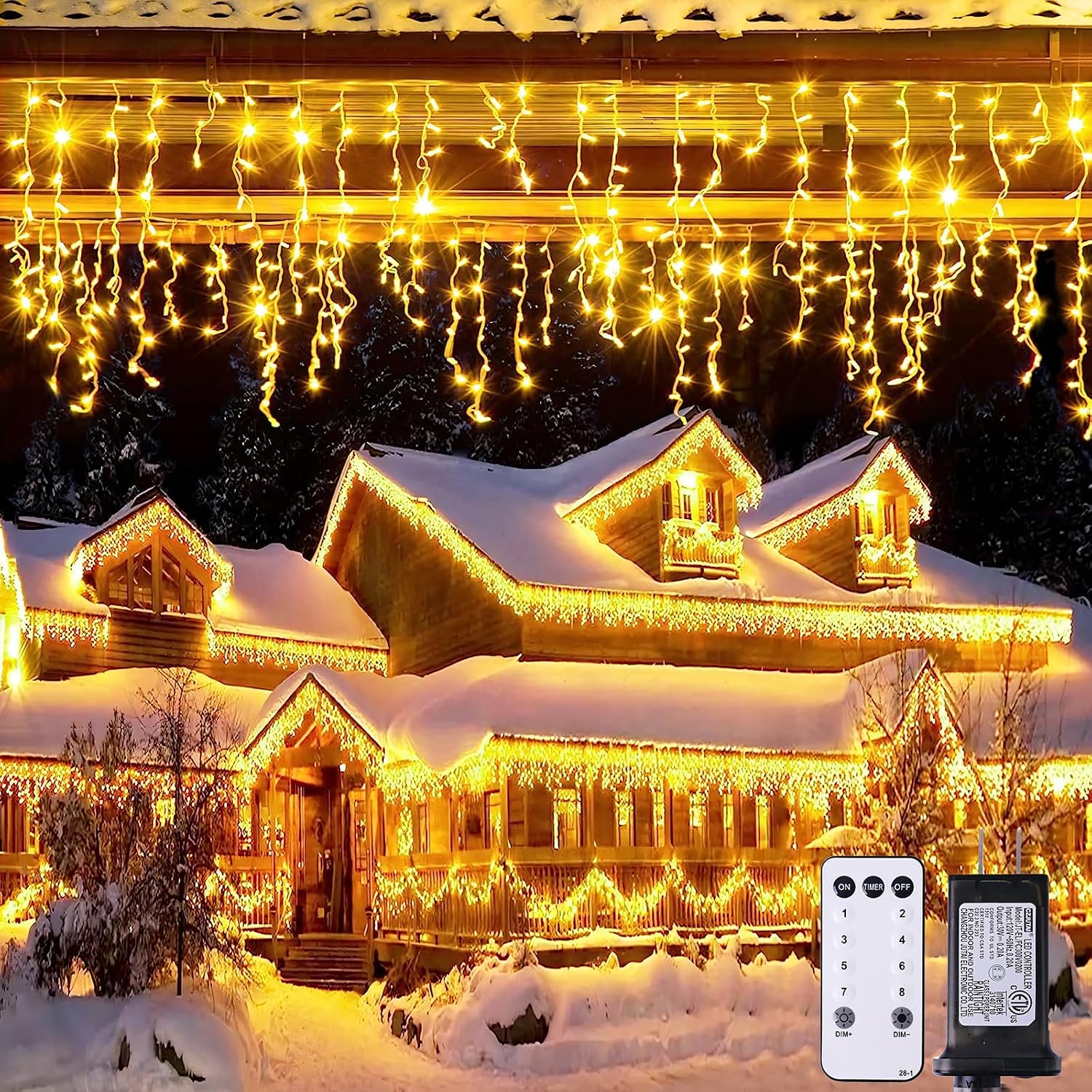 Icicle Lights for Outside, 400 LED 38.8FT | Christmas Lights Outdoor Indoor Plug in, Warm White String Lights for