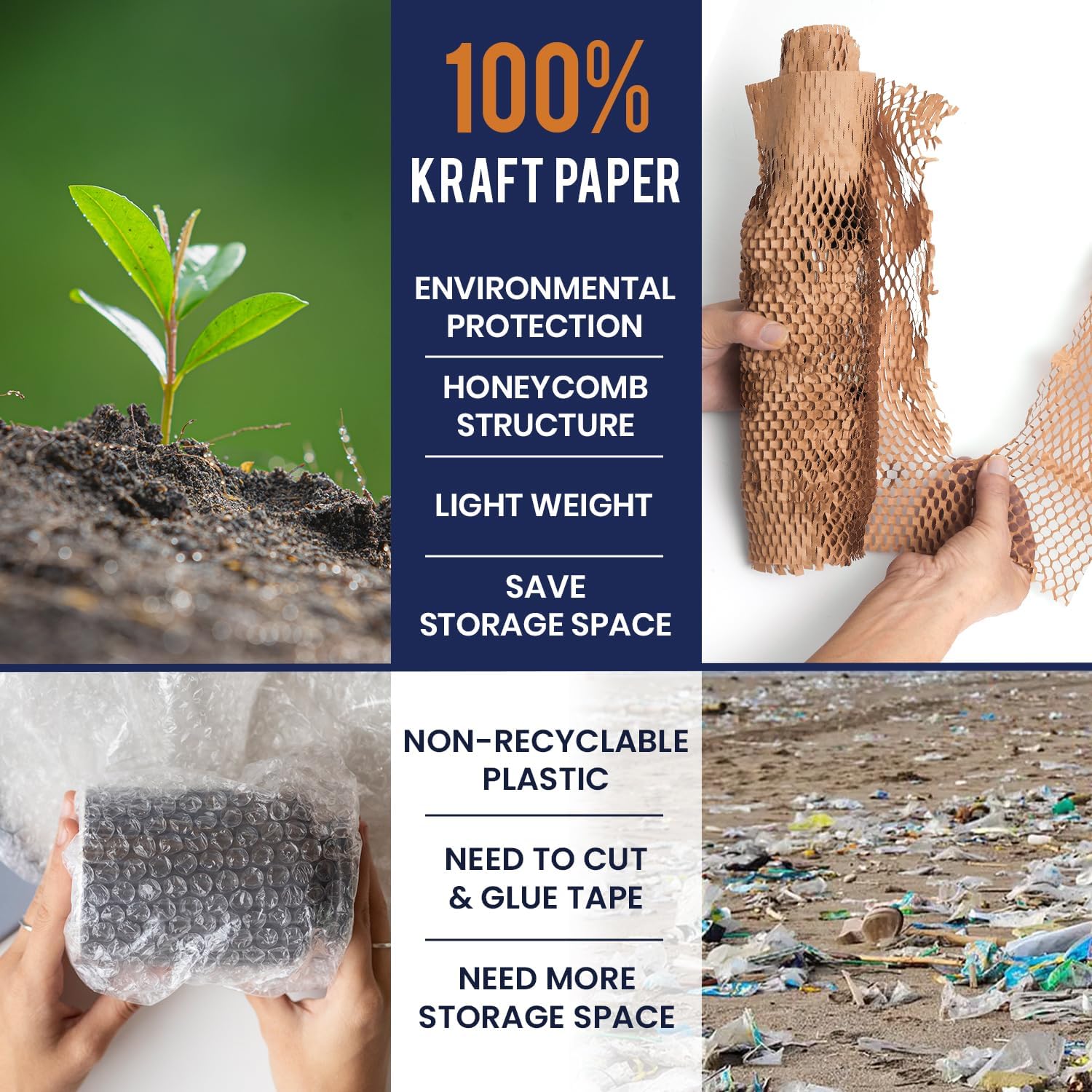 Honeycomb Packing Paper For Moving 12" x 35ft With Rope & Fragile Stickers | Eco Friendly Shipping & Moving Paper