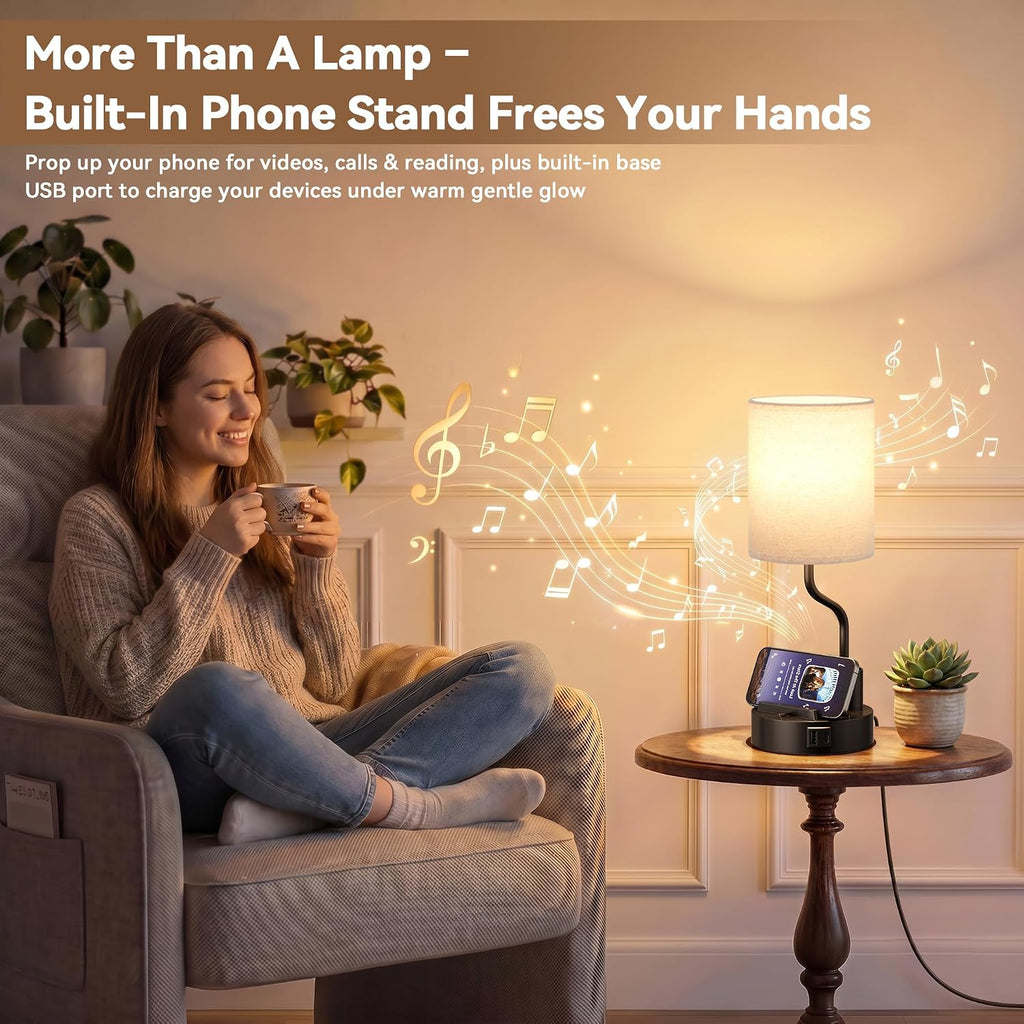 Bedside Lamps for Bedroom Set of 2 - Table Desk Lamp for Nightstand | 15" Table Lamp for Living Room with Pen Holder