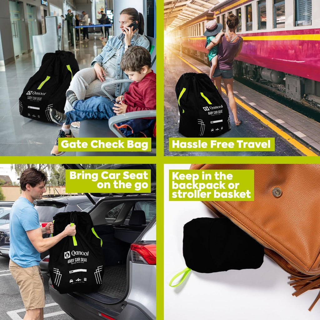 Infant Car Seat Travel Bag for Airplane - Durable Gate Check Bag for Car Seats that fits easily on Convertible Car
