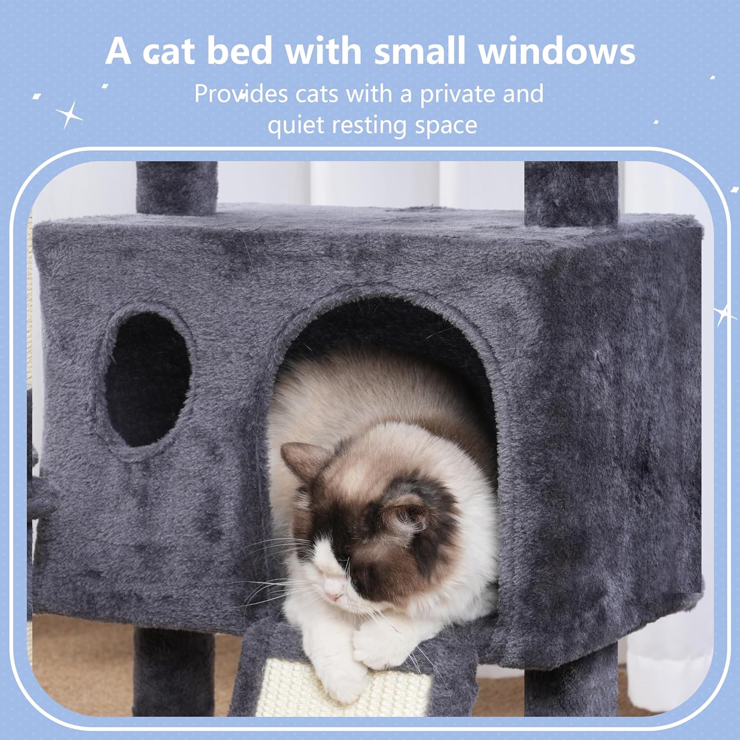 Cat Tree Tower, Scratching Posts with Removable Toys, Cozy Condo, Platform, Hammock, Sisal Scratch Board and Ball for