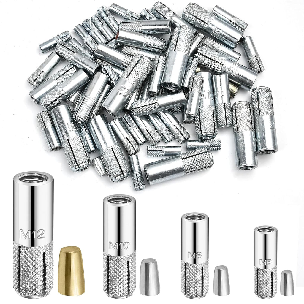 60Pcs Concrete Drop in Anchors, Expansion Bolts for Concrete Drywall